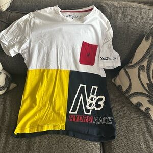 Nautica Short Sleeve Tee White and Yellow Colorblock